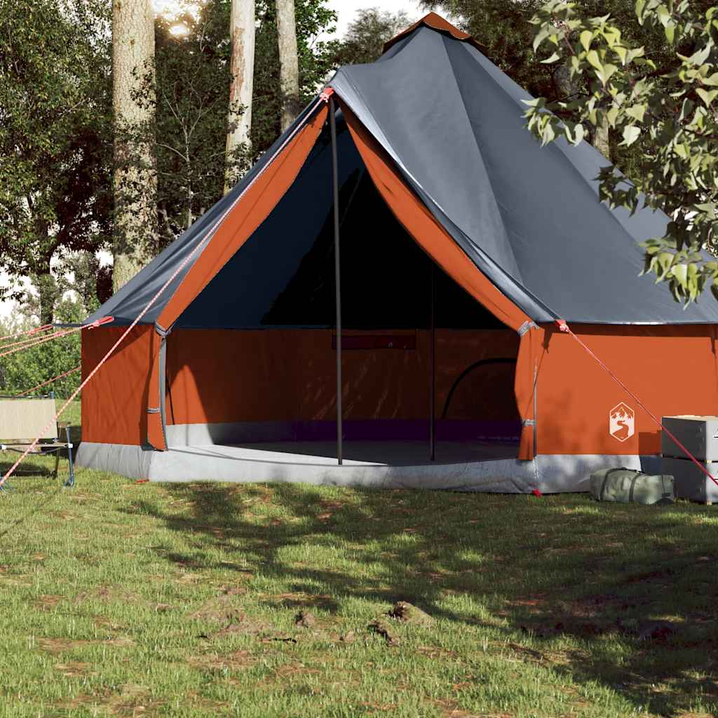 vidaXL Tente familiale tipi 10 personnes gris et orange imperméable - Image 3