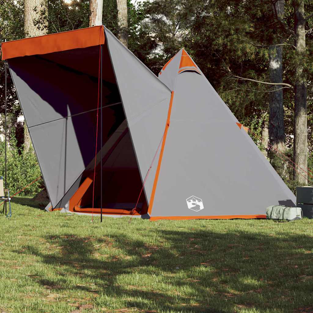 vidaXL Tente familiale tipi 6 personnes gris et orange imperméable