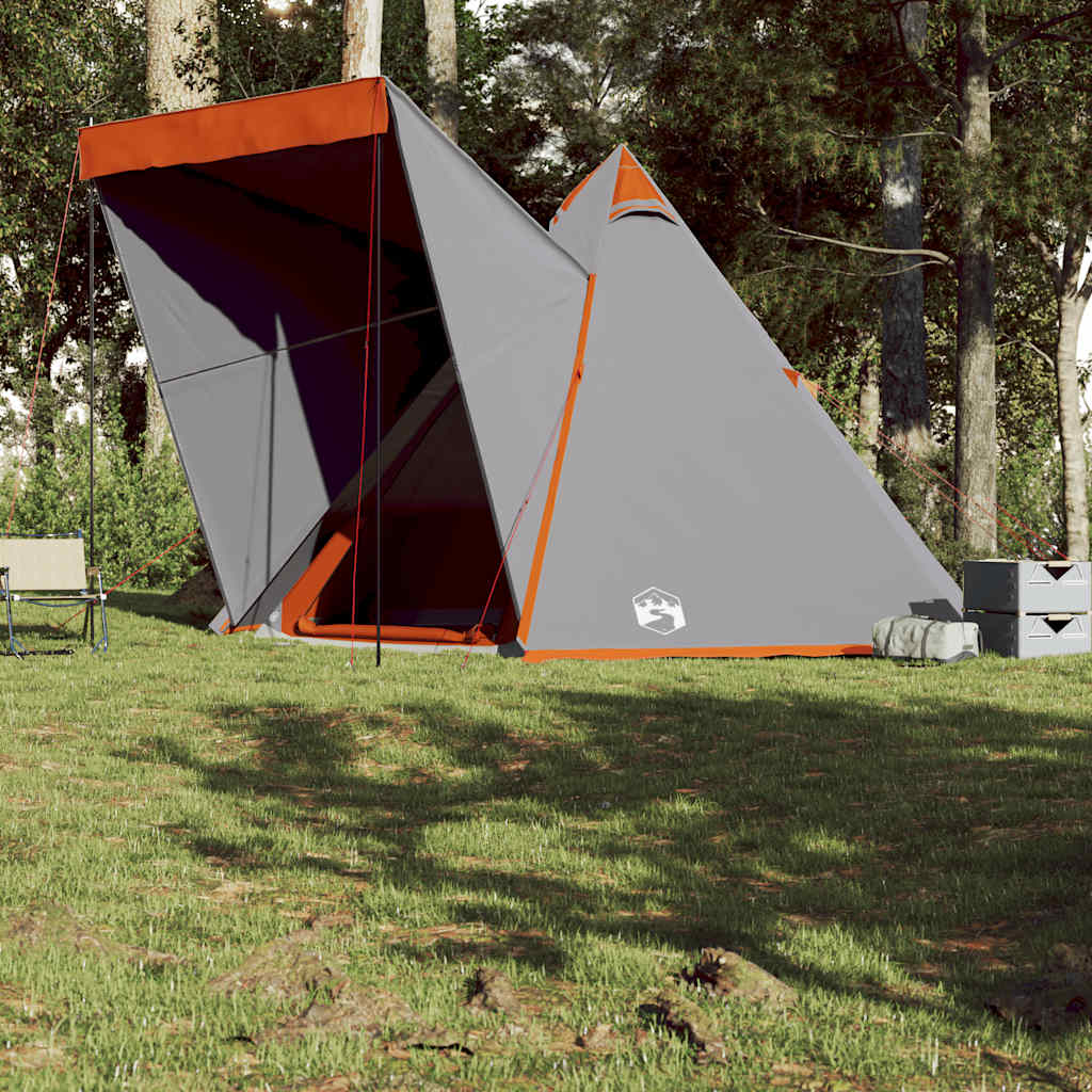 vidaXL Tente familiale tipi 6 personnes gris et orange imperméable - Image 4
