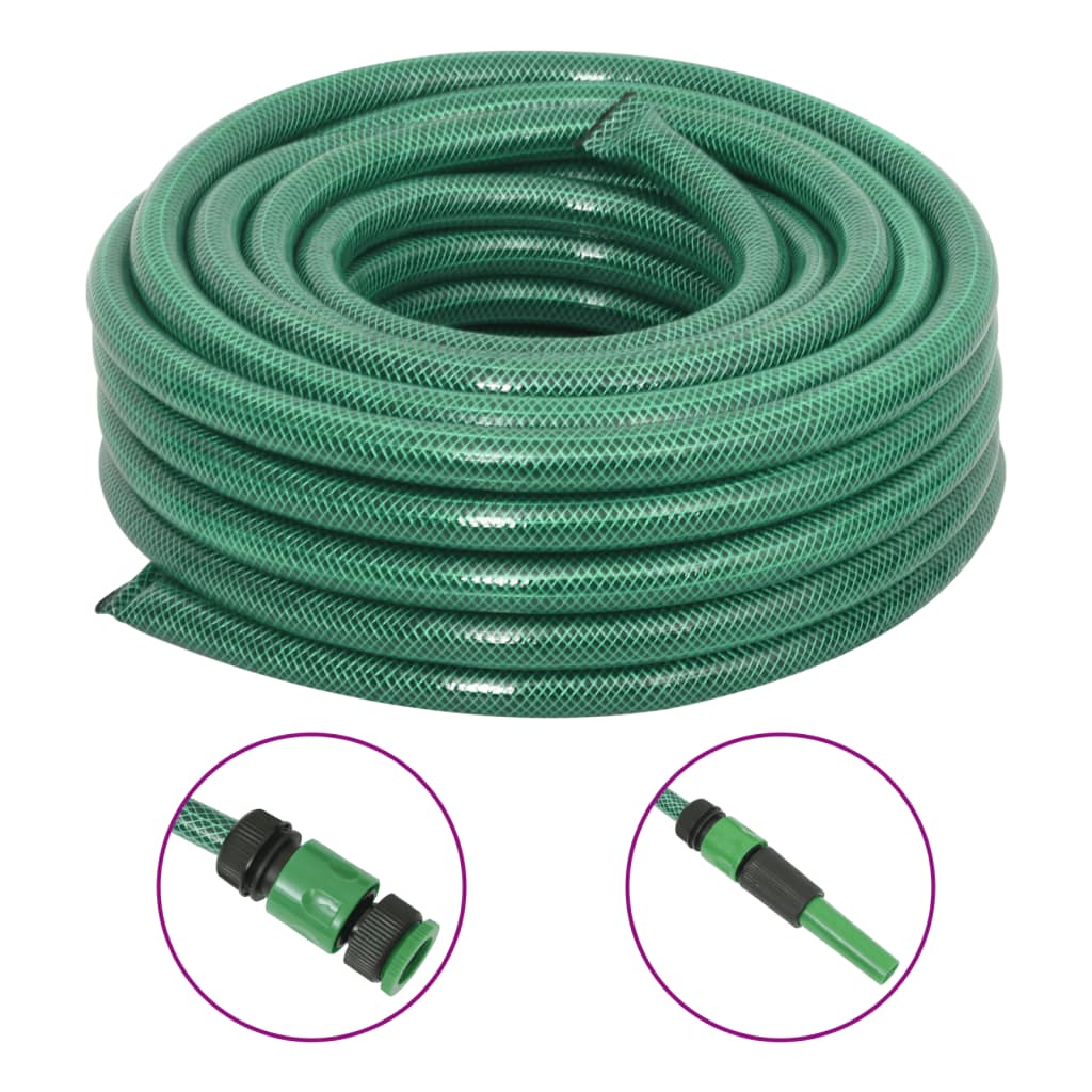 vidaXL Tuyau d'arrosage avec jeu de raccords vert 0,75" 50 m PVC