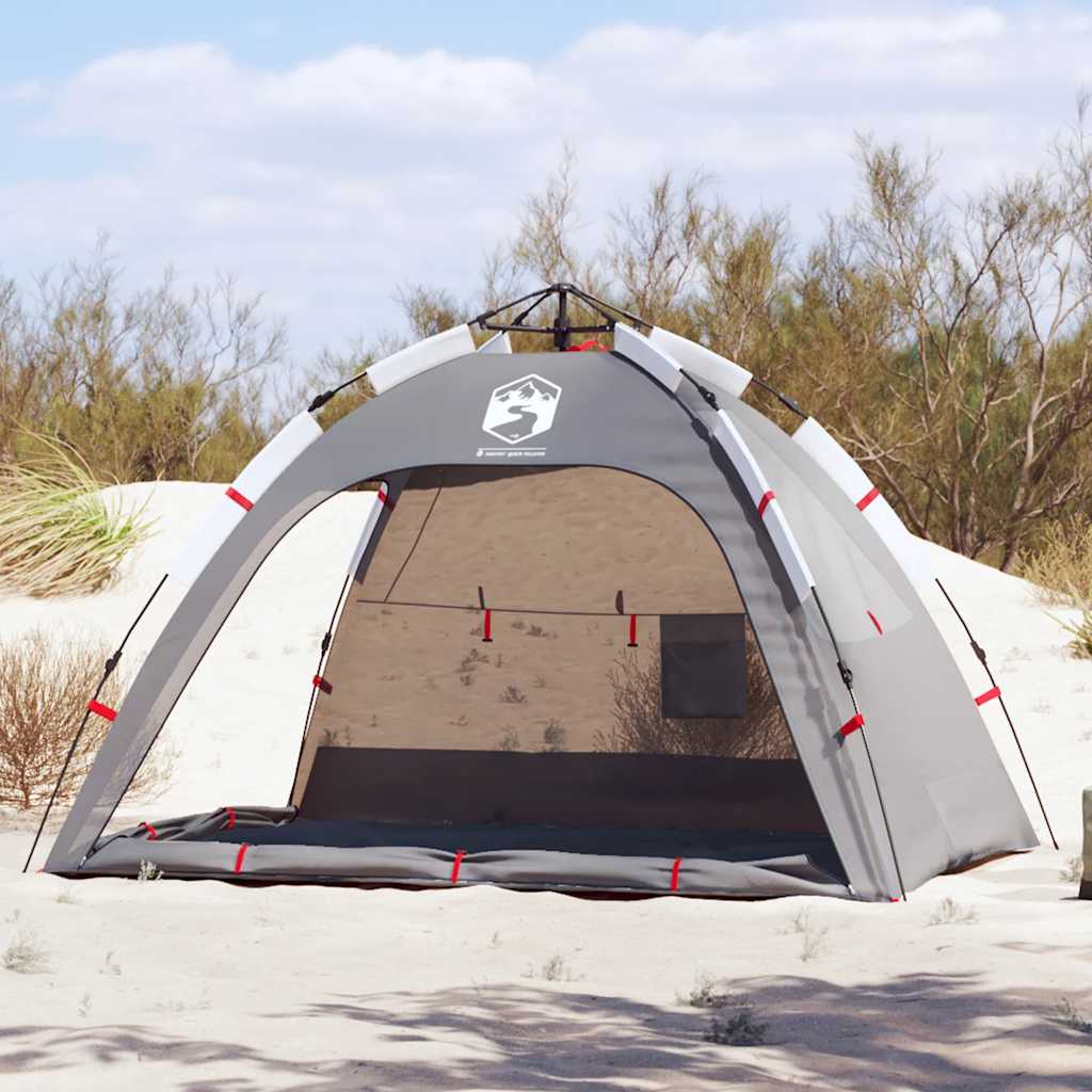 vidaXL Tente de plage 2 personnes gris libération rapide imperméable