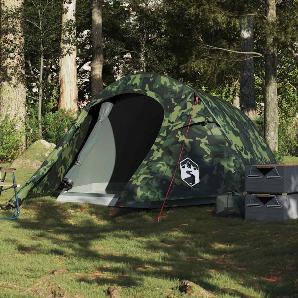 vidaXL Tente de camping tunnel 3 personnes camouflage imperméable