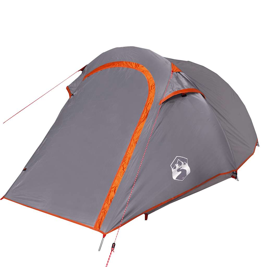 vidaXL Tente de camping tunnel 2 personnes gris et orange imperméable - Image 5
