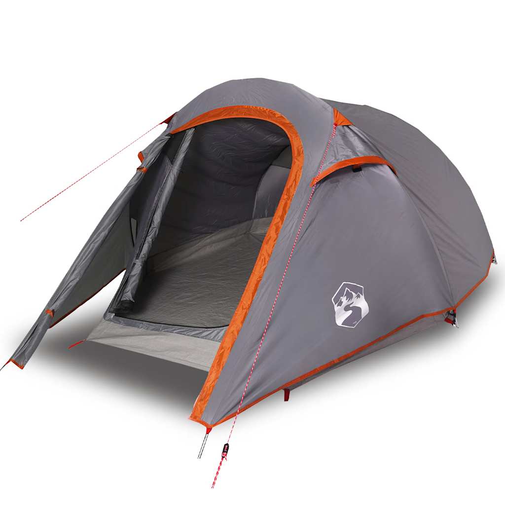 vidaXL Tente de camping tunnel 2 personnes gris et orange imperméable - Image 4