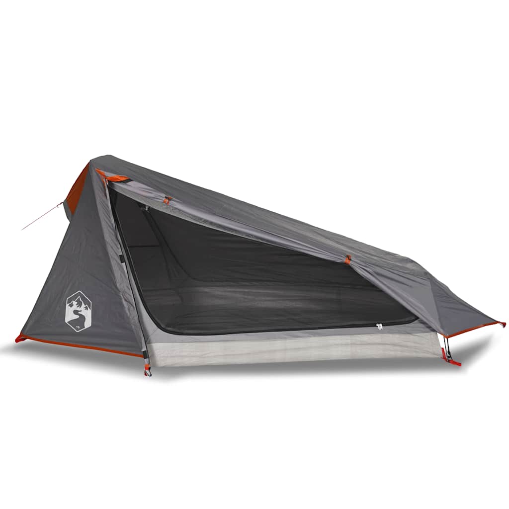 vidaXL Tente de camping tunnel 1 personne gris et orange imperméable - Image 4