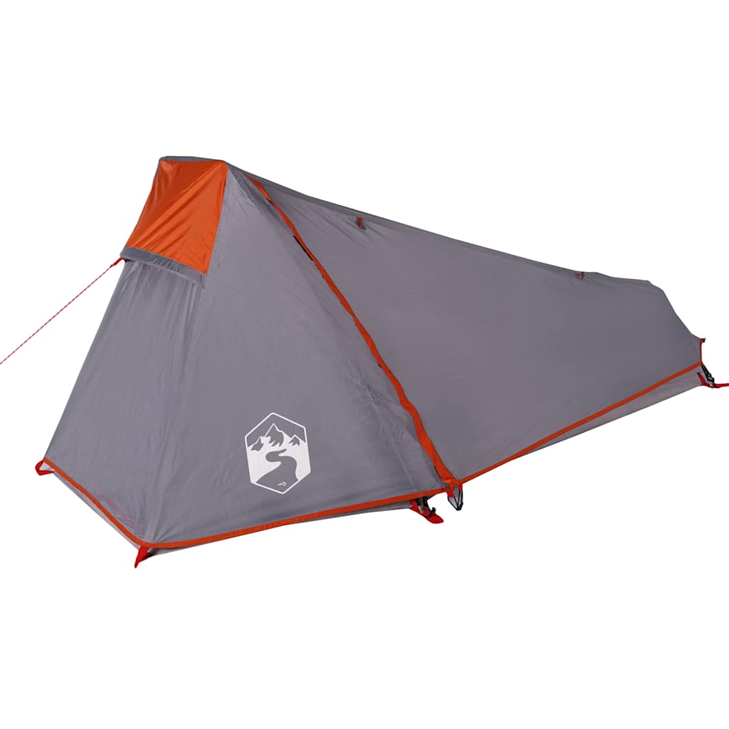 vidaXL Tente de camping tunnel 1 personne gris et orange imperméable - Image 6