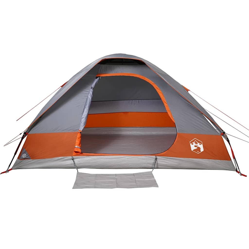 vidaXL Tente familiale à dôme 6 personnes gris et orange imperméable - Image 6