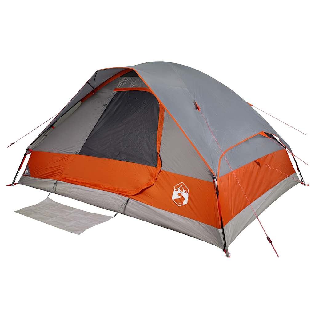 vidaXL Tente familiale à dôme 6 personnes gris et orange imperméable - Image 4