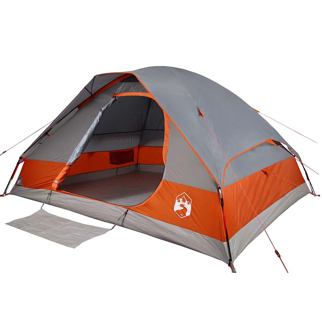 vidaXL Tente familiale à dôme 6 personnes gris et orange imperméable - Image 5