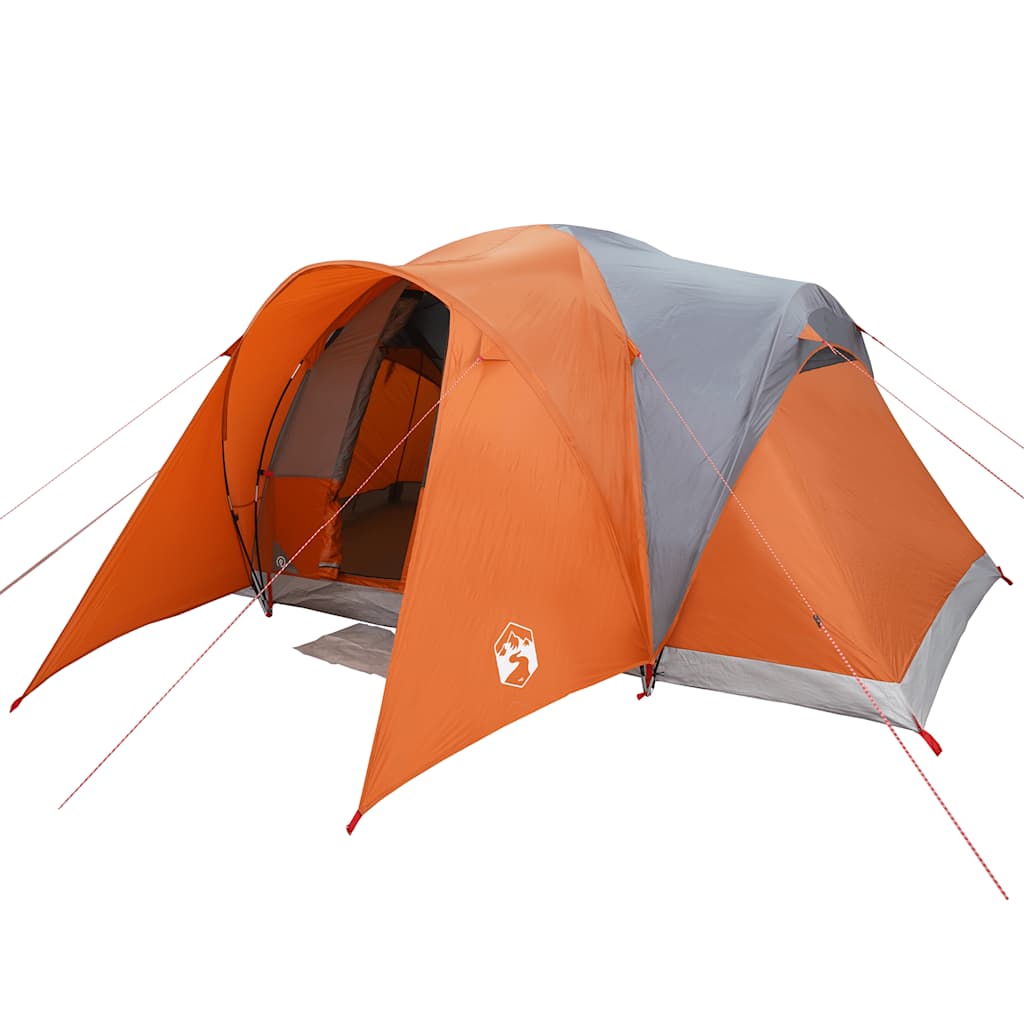 vidaXL Tente familiale à dôme 6 personnes gris et orange imperméable - Image 4