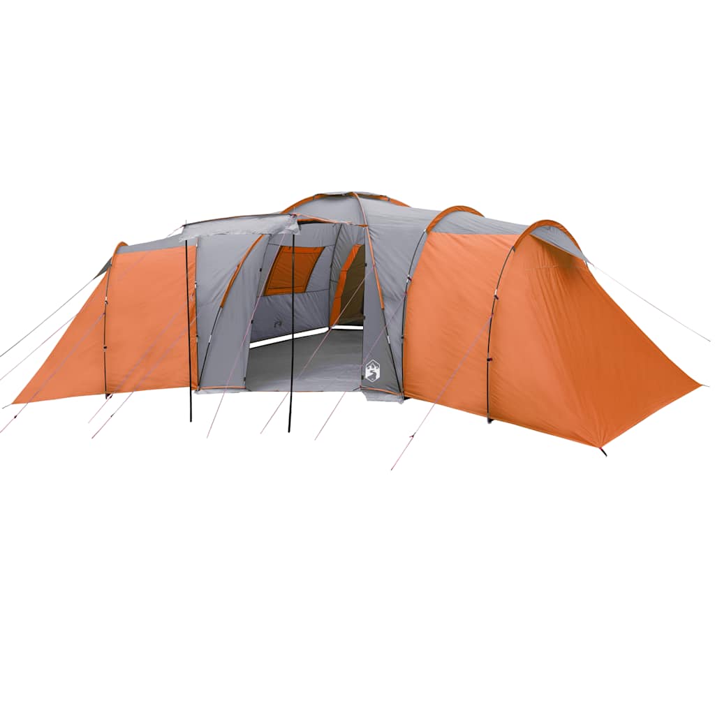vidaXL Tente familiale à dôme 12 personnes gris et orange imperméable - Image 4