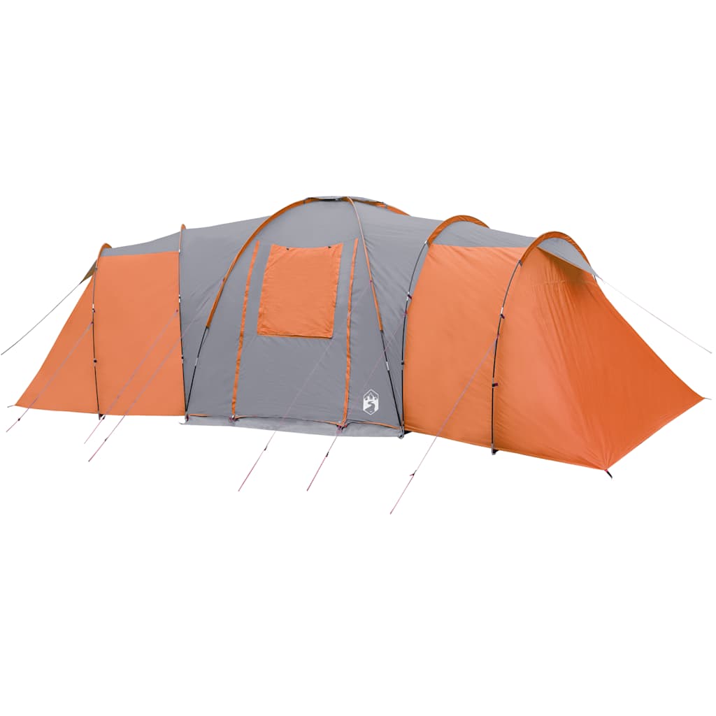 vidaXL Tente familiale à dôme 12 personnes gris et orange imperméable - Image 5