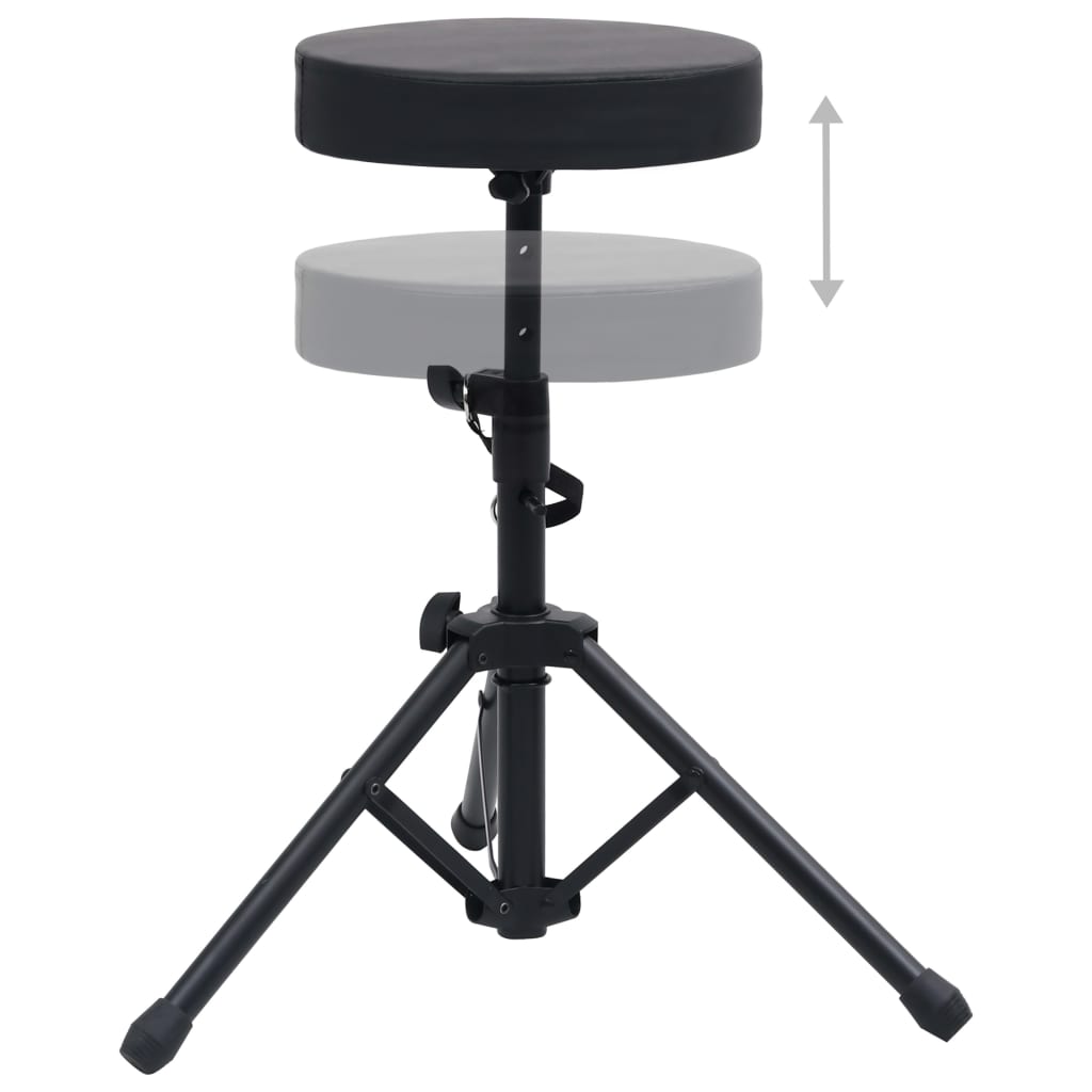 vidaXL Tabouret à tambour réglable Noir Rond - Image 3