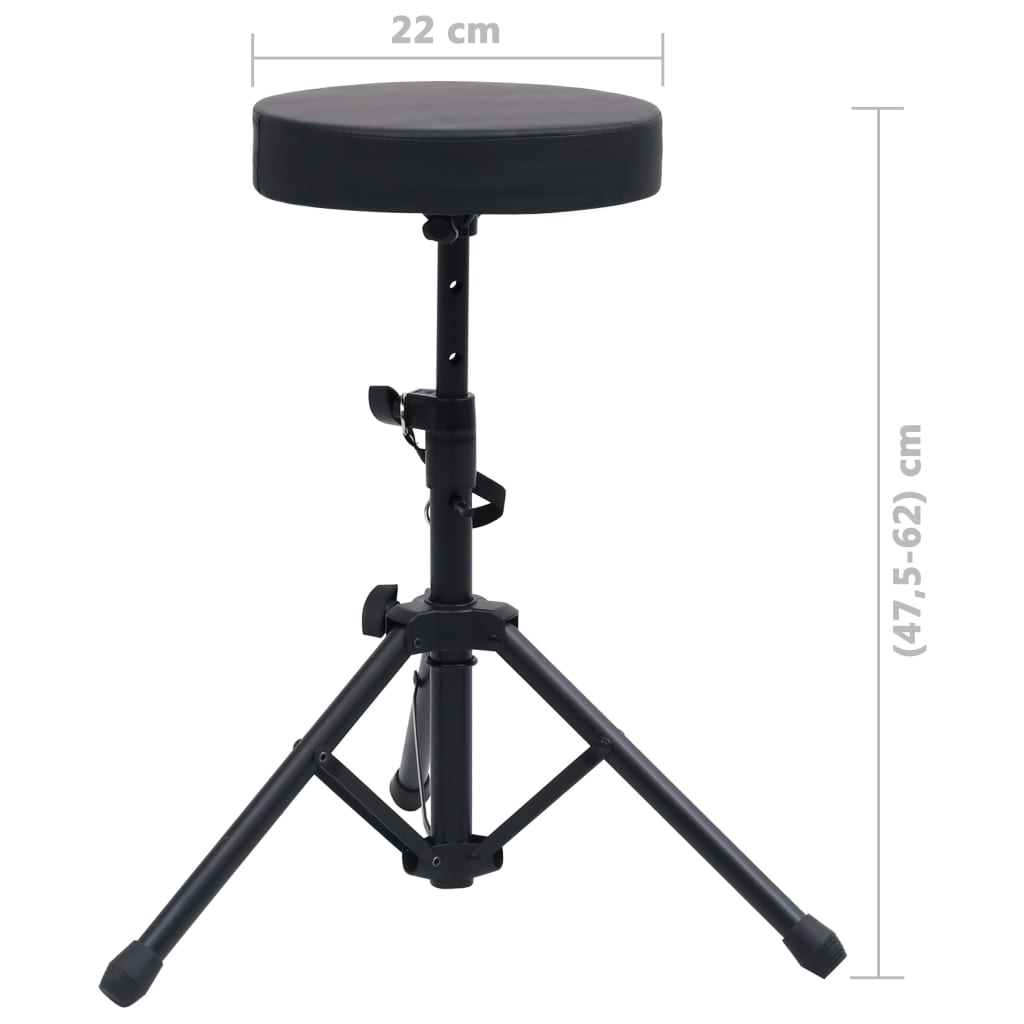 vidaXL Tabouret à tambour réglable Noir Rond - Image 6