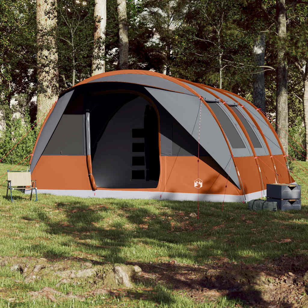 vidaXL Tente familiale tunnel 7 personnes gris et orange imperméable - Image 3