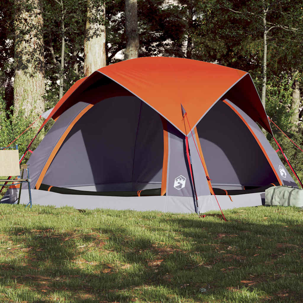 vidaXL Tente de camping de cabine 4 personnes gris orange imperméable
