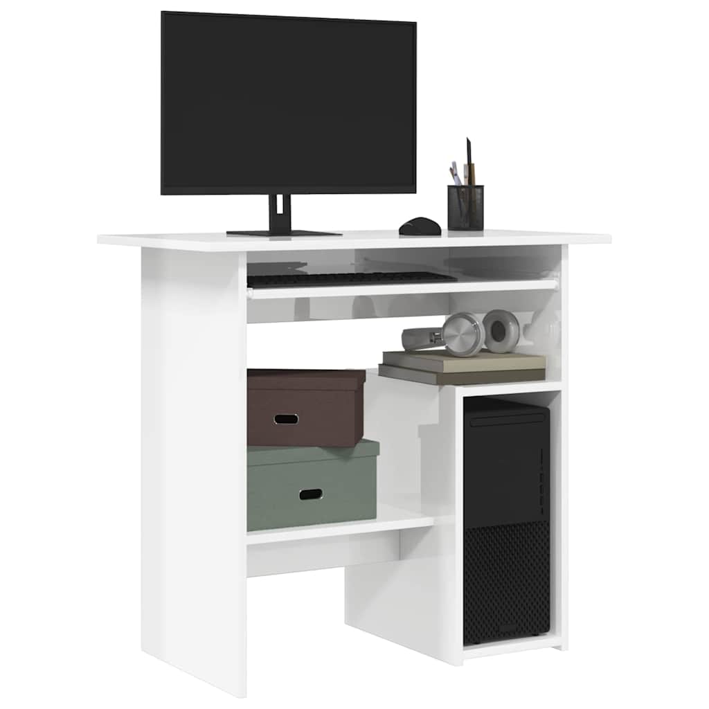 vidaXL Bureau Blanc brillant 80x45x74 cm Bois d’ingénierie
