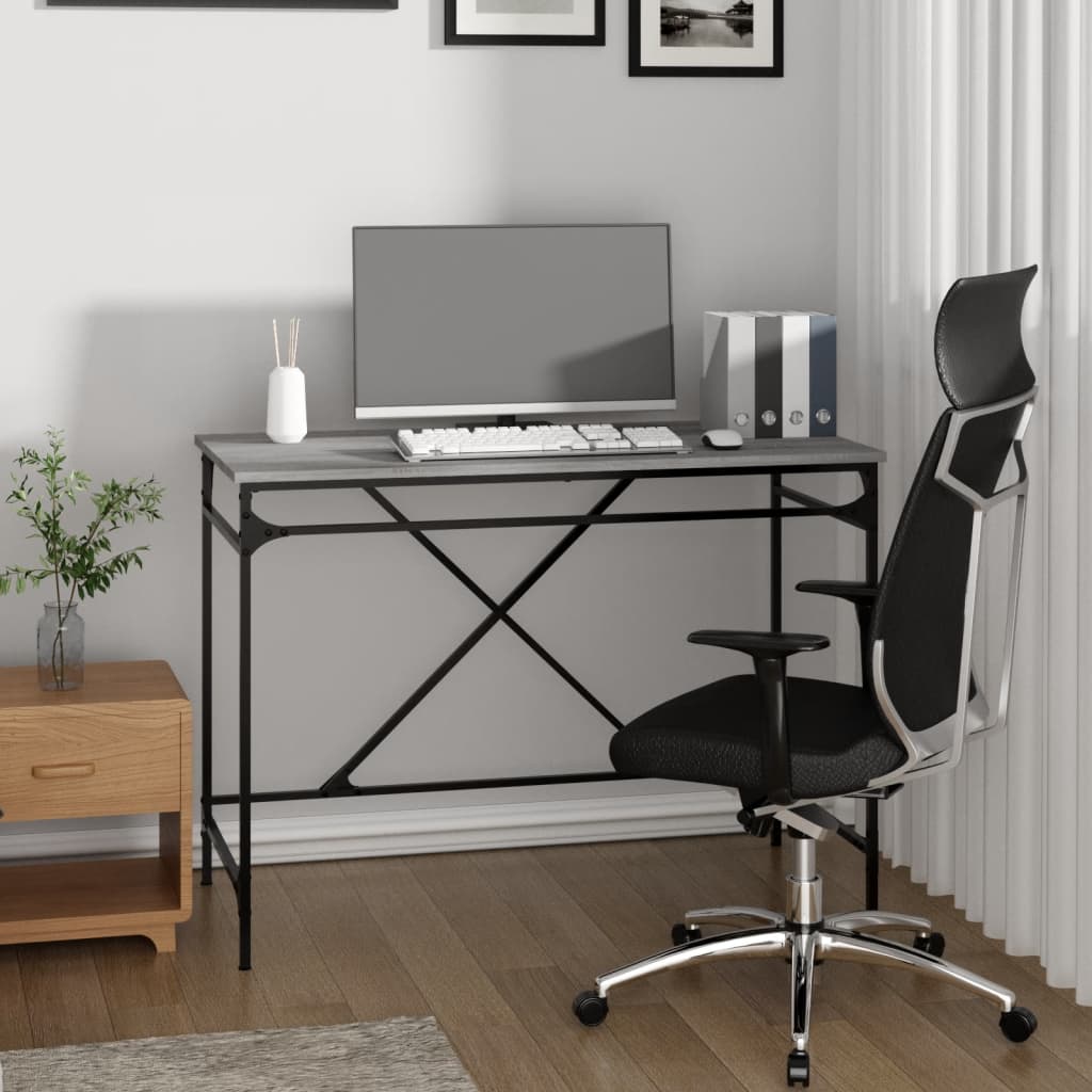 vidaXL Bureau sonoma gris 100x50x75 cm bois d'ingénierie et fer