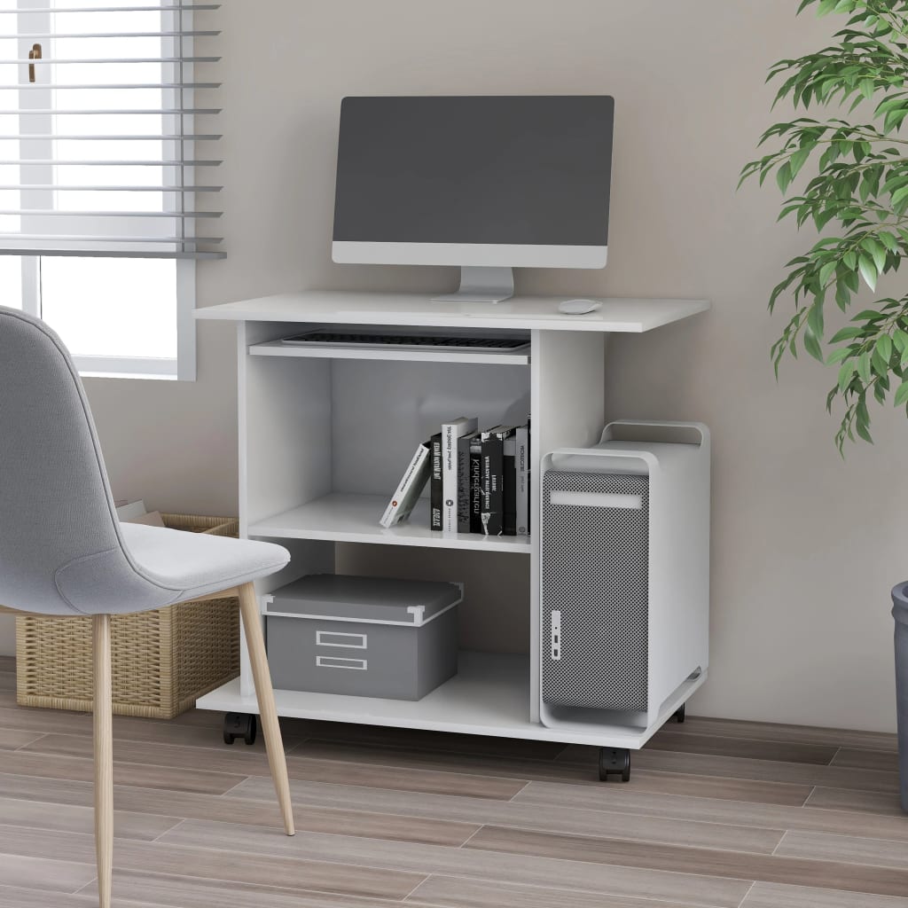 vidaXL Bureau d'ordinateur Blanc 80x50x75 cm Bois d'ingénierie