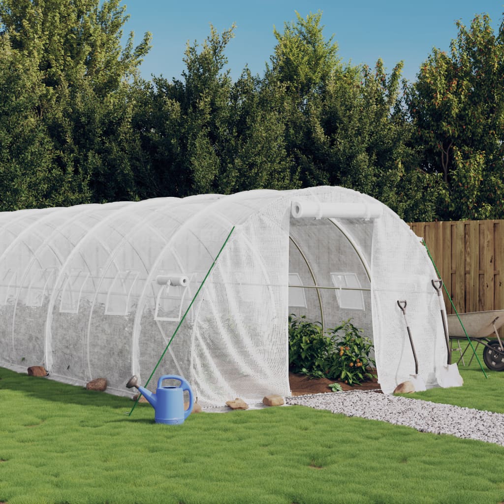 vidaXL Serre avec cadre en acier blanc 60 m² 20x3x2 m