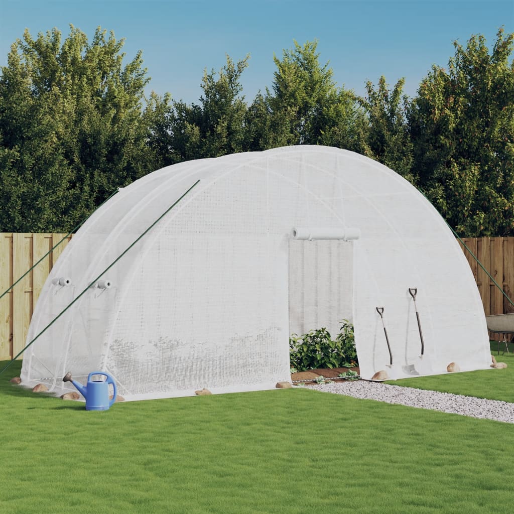 vidaXL Serre avec cadre en acier blanc 12 m² 6x2x2,85 m
