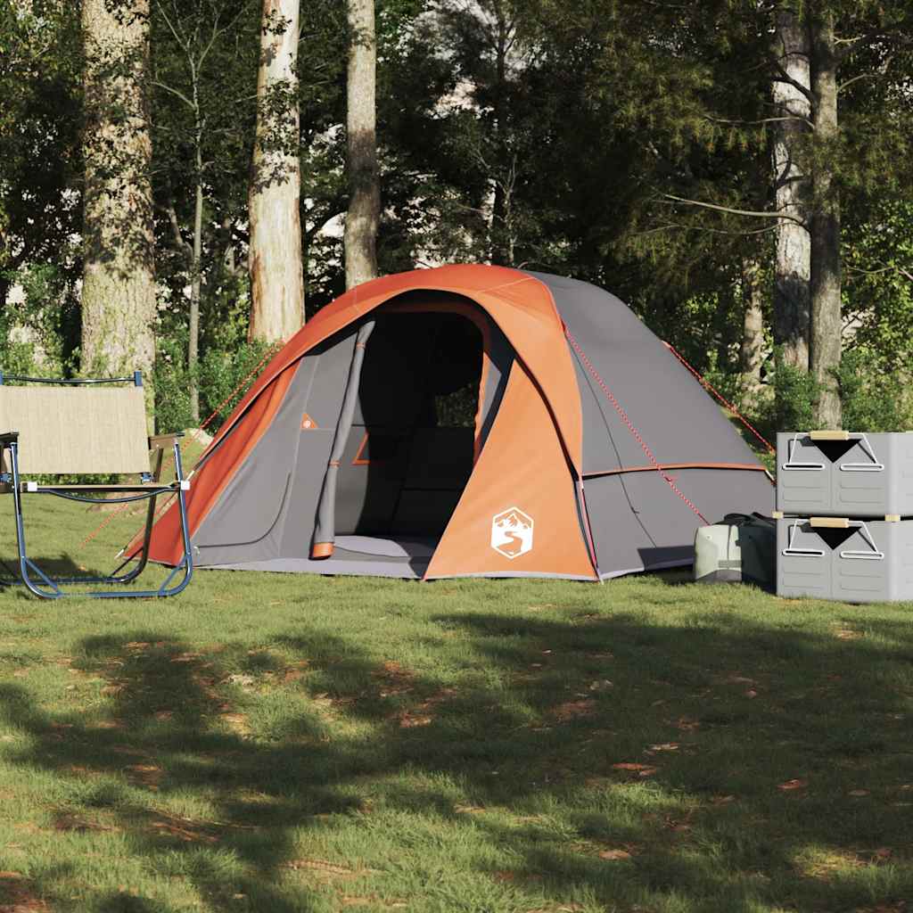 vidaXL Tente de cabine familiale 6 personnes gris orange imperméable