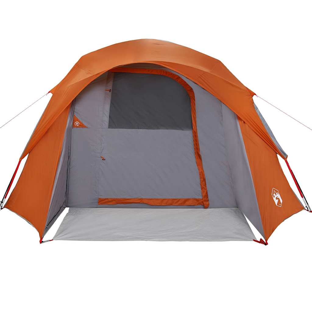 vidaXL Tente de cabine familiale 6 personnes gris orange imperméable - Image 6