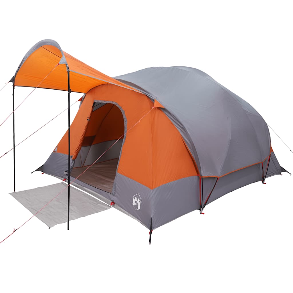 vidaXL Tente familiale tunnel 8 personnes gris et orange imperméable - Image 3