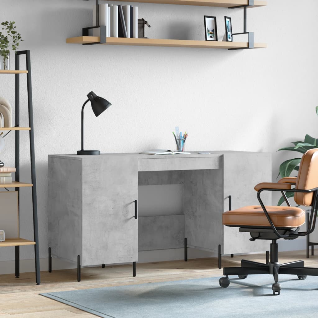 vidaXL Bureau gris béton 140x50x75 cm bois d'ingénierie