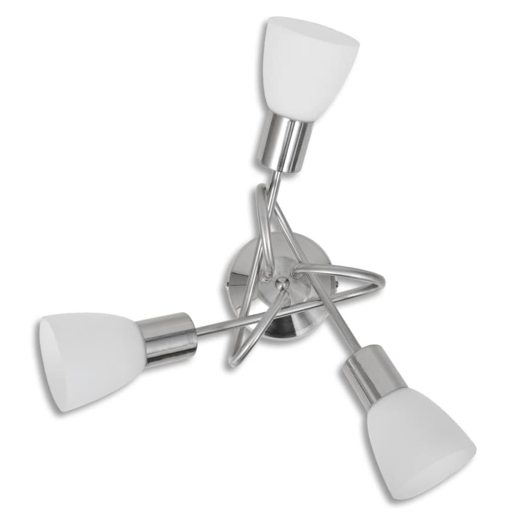 vidaXL Plafonnier avec abat-jour en verre pour 3 ampoules E14 - Image 4