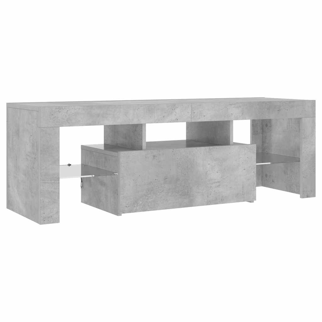 vidaXL Meuble TV avec lumières LED gris béton 120x35x40 cm - Image 3