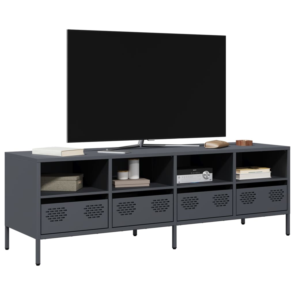 vidaXL Meuble TV anthracite 135x39x43,5 cm acier laminé à froid