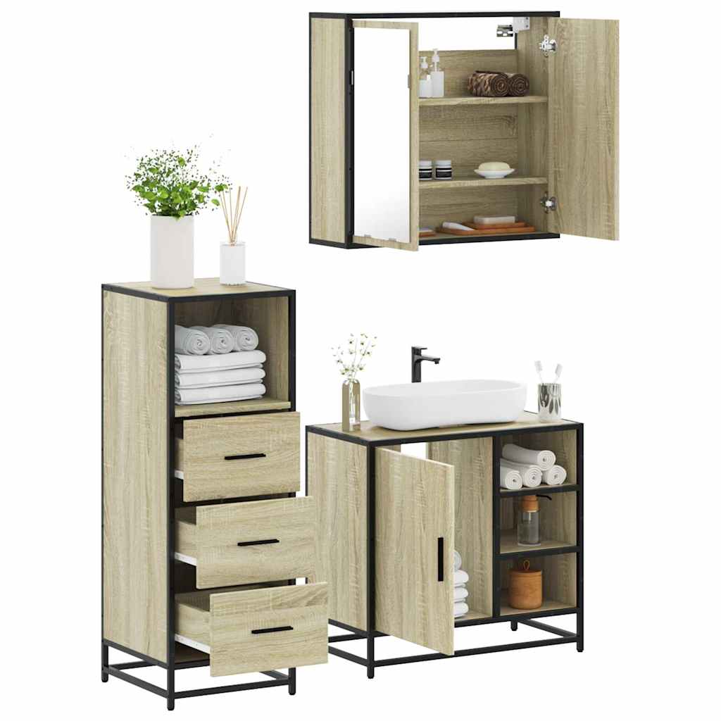 vidaXL Ensemble de meubles de salle de bain 3 pcs chêne sonoma