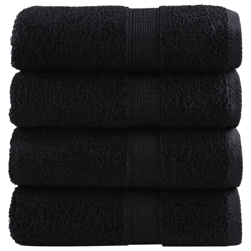 vidaXL Serviettes de toilette Premium SOLUND 4 pièces Noir 30 x 30 cm 600 g/m²