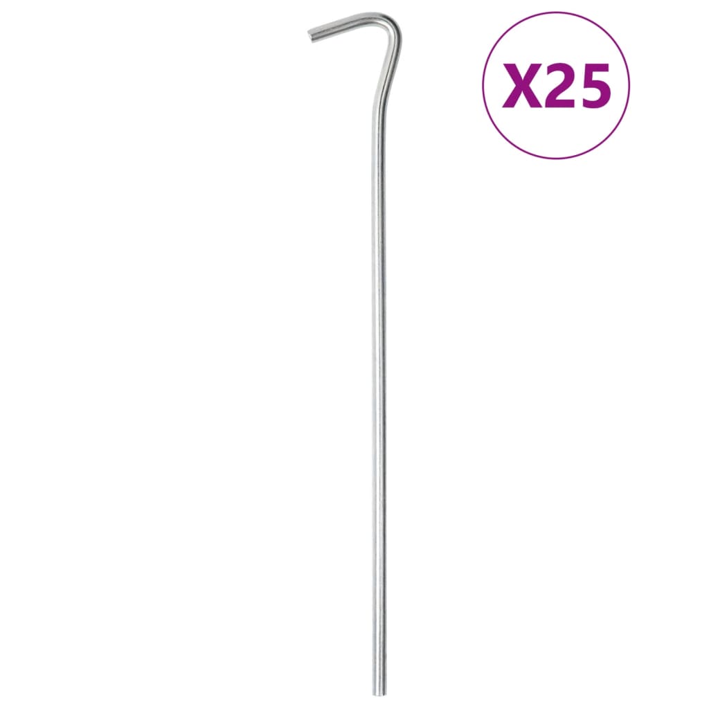 vidaXL Piquets de tente 25 pcs 23 cm Ø5 mm acier galvanisé