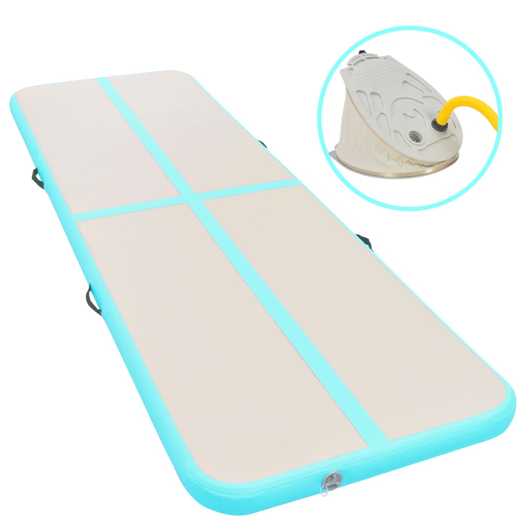 vidaXL Tapis gonflable de gymnastique avec pompe 400x100x10cm PVC Vert