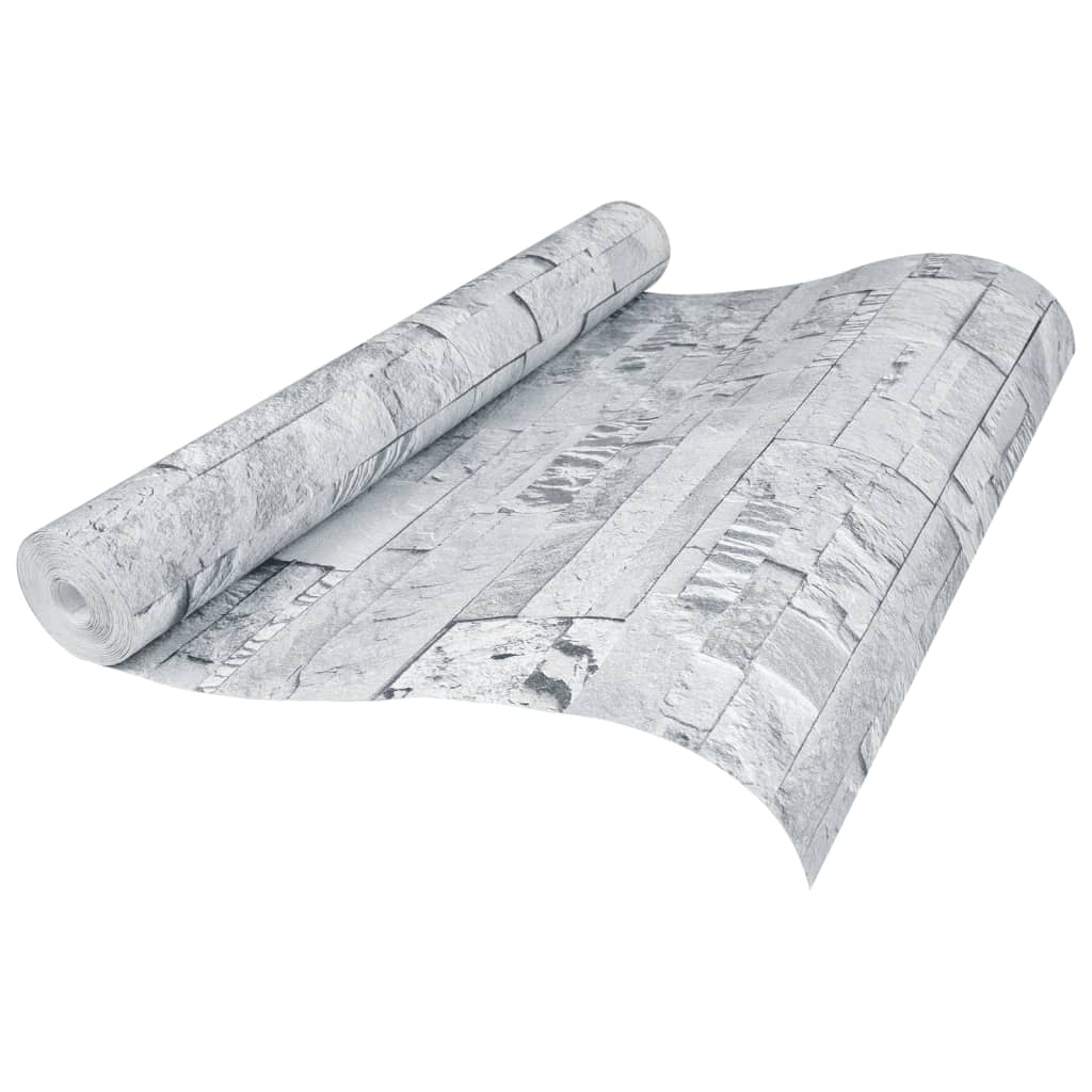 vidaXL Papier peint 3D aspect de pierre gris clair 10x0,53 m non tissé - Image 4