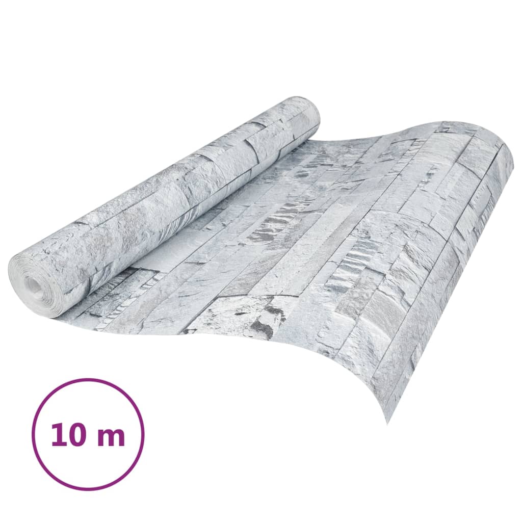 vidaXL Papier peint 3D aspect de pierre gris clair 10x0,53 m non tissé - Image 3