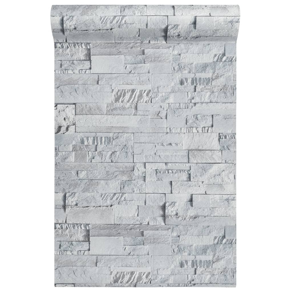 vidaXL Papier peint 3D aspect de pierre gris clair 10x0,53 m non tissé - Image 5