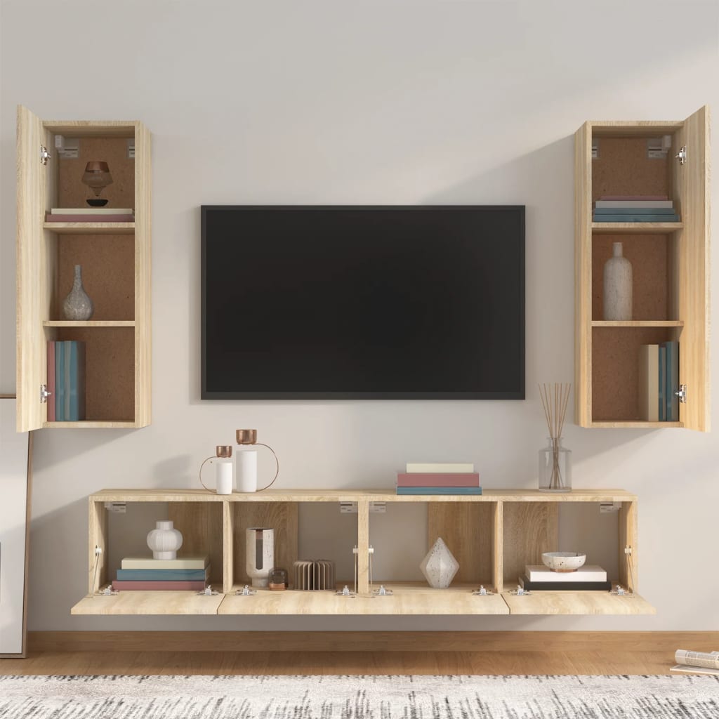 vidaXL Ensemble de meubles TV 4 pcs Chêne sonoma Bois d'ingénierie - Image 3