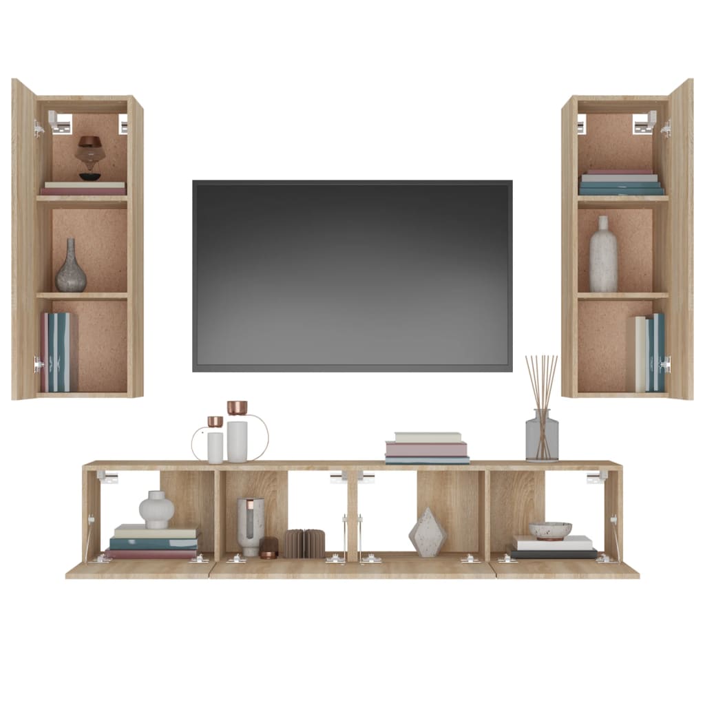 vidaXL Ensemble de meubles TV 4 pcs Chêne sonoma Bois d'ingénierie - Image 5