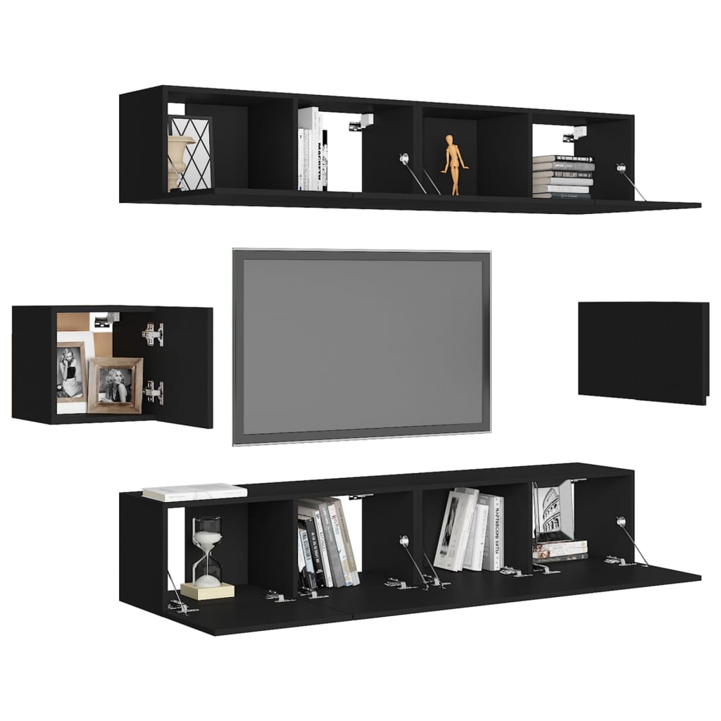 vidaXL Ensemble de meuble TV 6 pcs Noir Bois d'ingénierie - Image 3