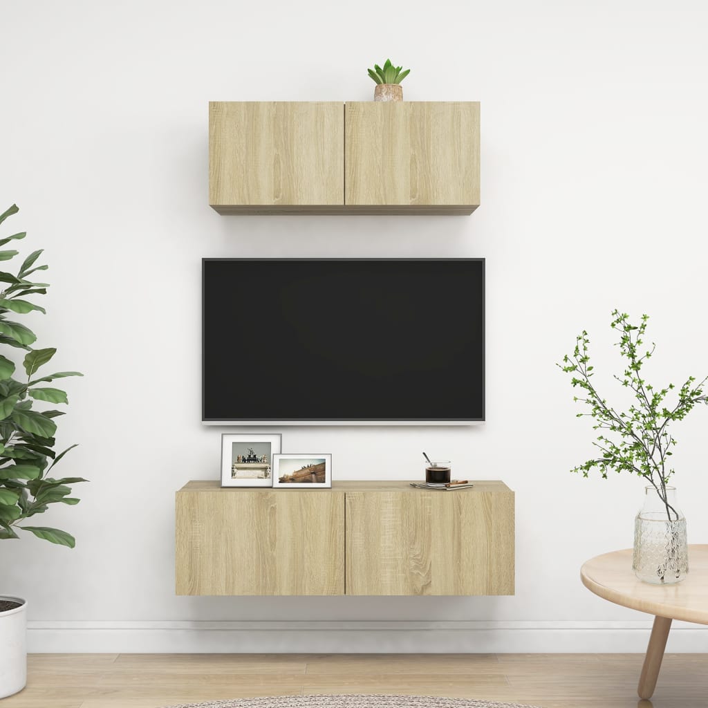 vidaXL Ensemble de meuble TV 2 pcs Chêne sonoma Bois d'ingénierie