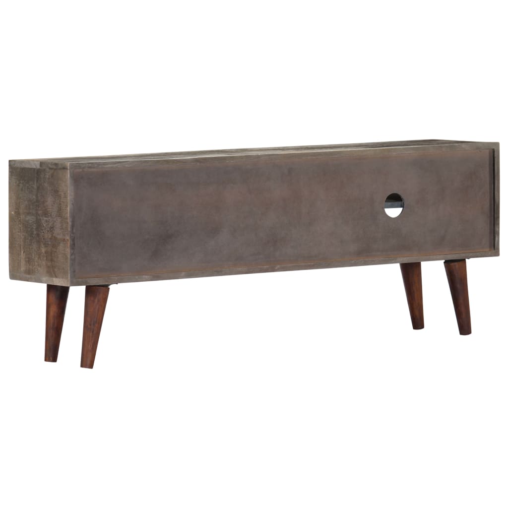 vidaXL Meuble TV Gris 130x30x46 cm Bois massif de manguier brut - Image 3