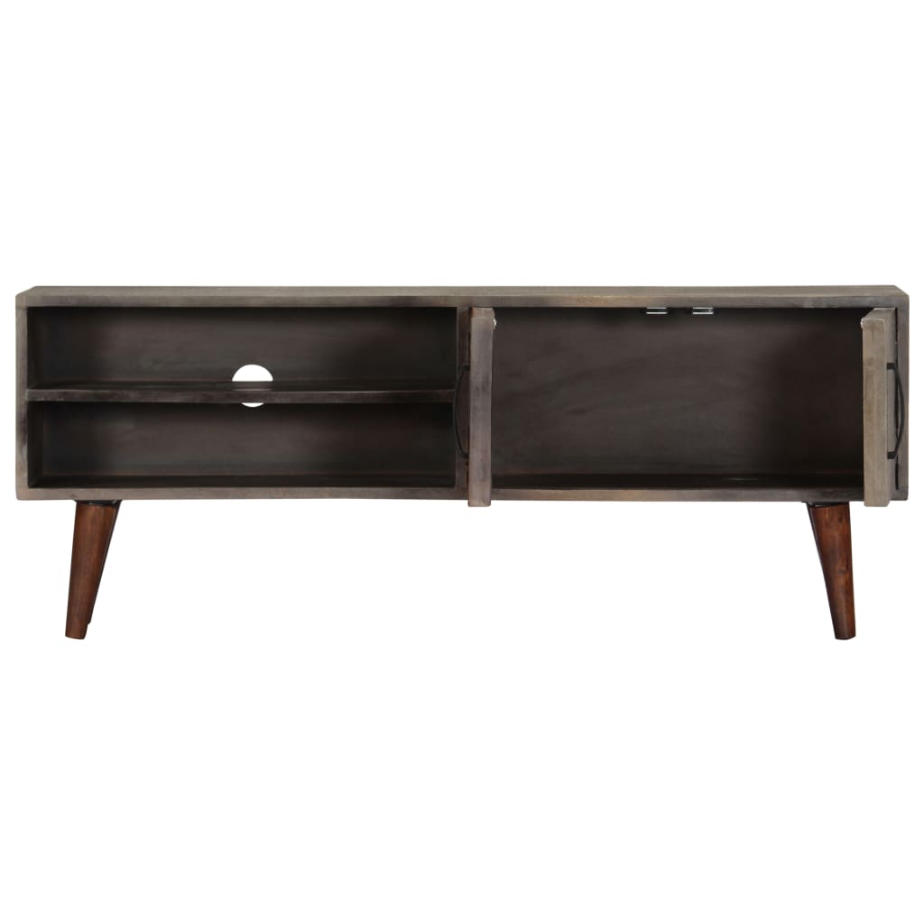 vidaXL Meuble TV Gris 130x30x46 cm Bois massif de manguier brut - Image 4
