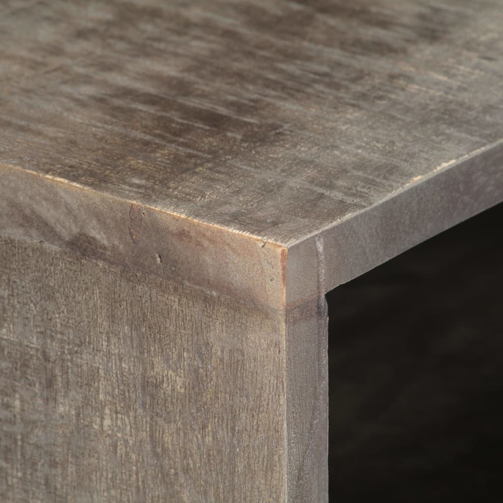 vidaXL Meuble TV Gris 130x30x46 cm Bois massif de manguier brut - Image 5