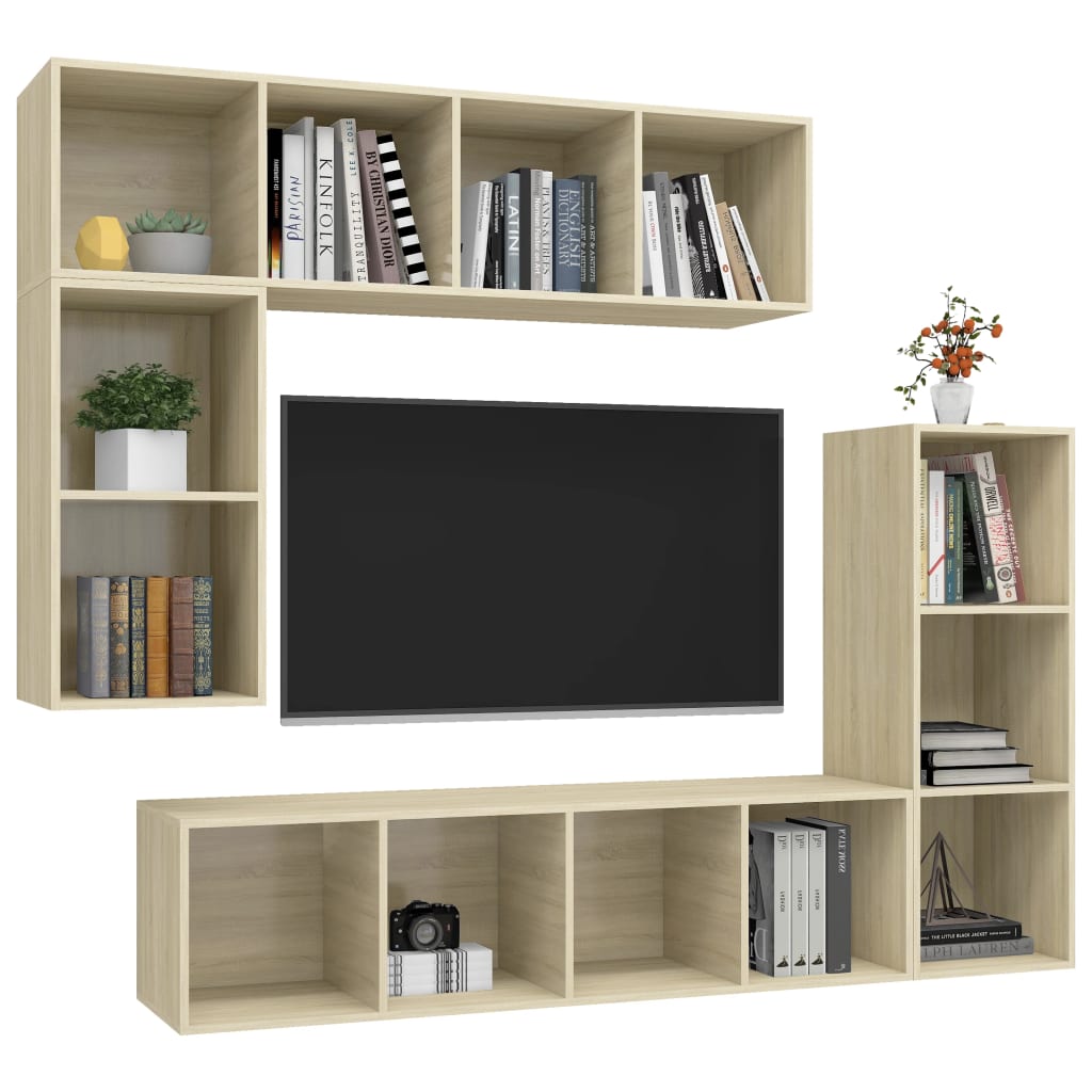 vidaXL Ensemble de meubles TV 4 pcs Chêne sonoma Bois d'ingénierie - Image 3