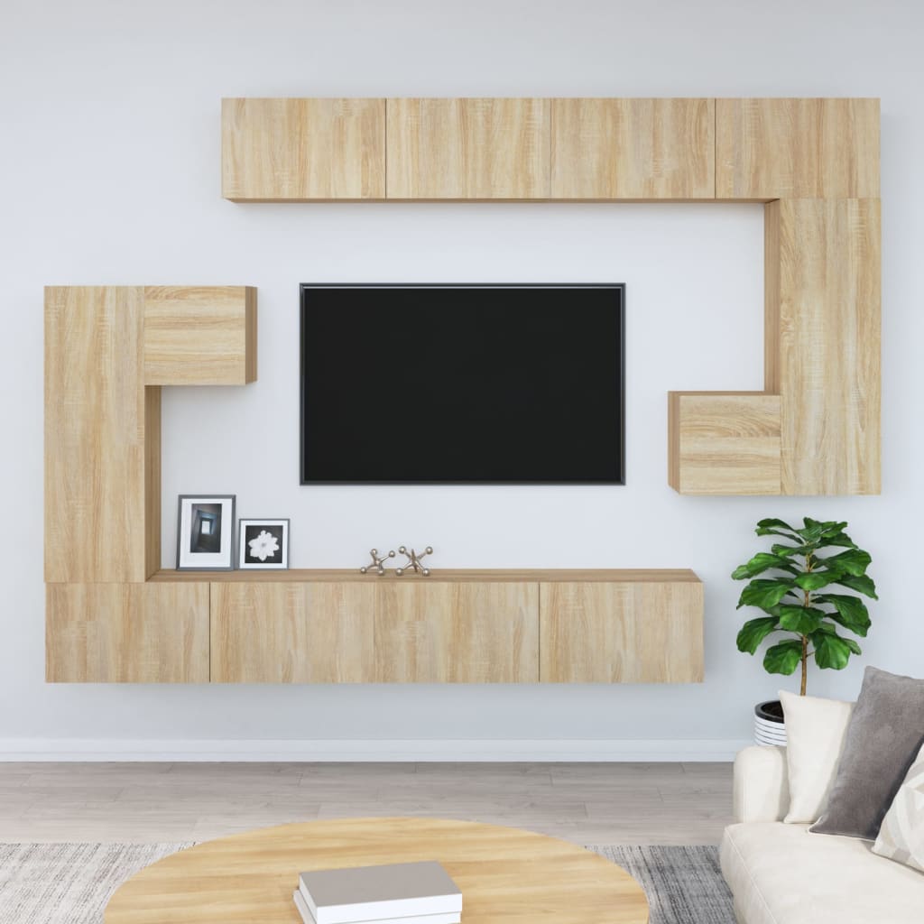 vidaXL Meuble TV mural Chêne sonoma Bois d'ingénierie