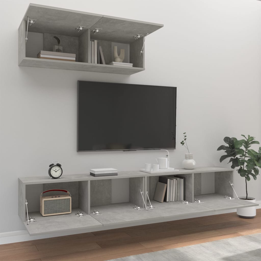 vidaXL Ensemble de meubles TV 3 pcs Gris béton Bois d'ingénierie - Image 3