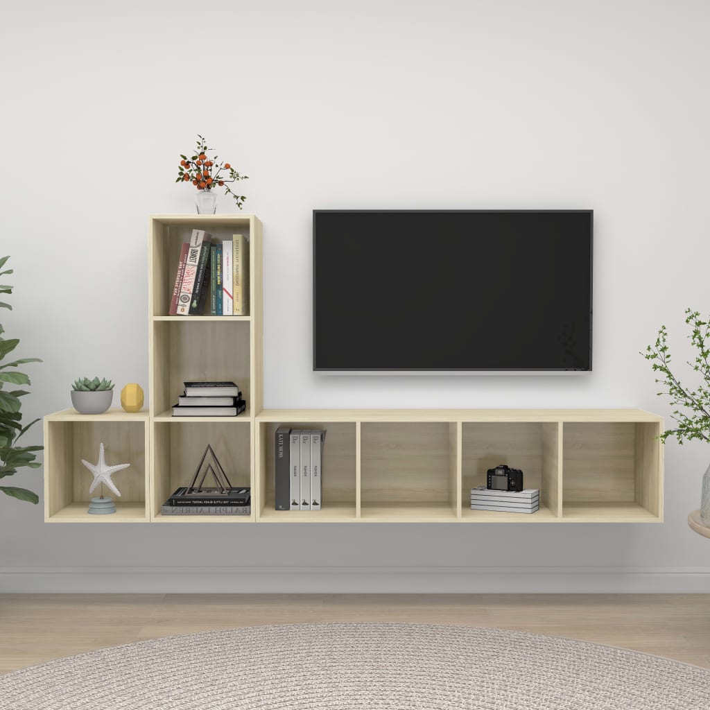 vidaXL Ensemble de meuble TV 3 pcs Chêne sonoma Bois d'ingénierie